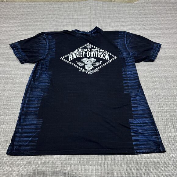 Harley Davidson Shirt Men Large Black‎ Blue Motorcycle Pullover Tee Comfort - Picture 5 of 10